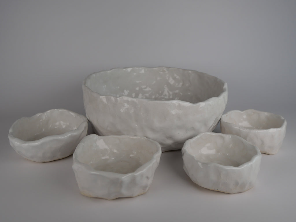 White Dimple Bowl Set