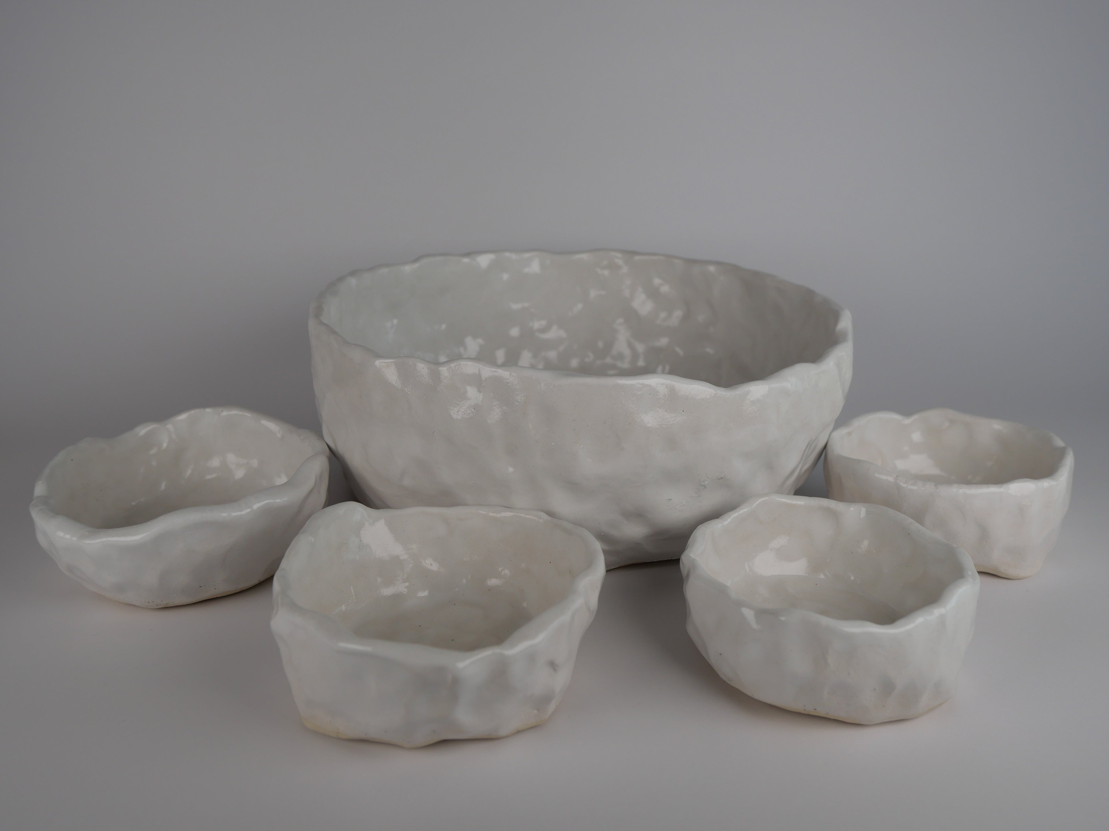 White Dimple Bowl Set