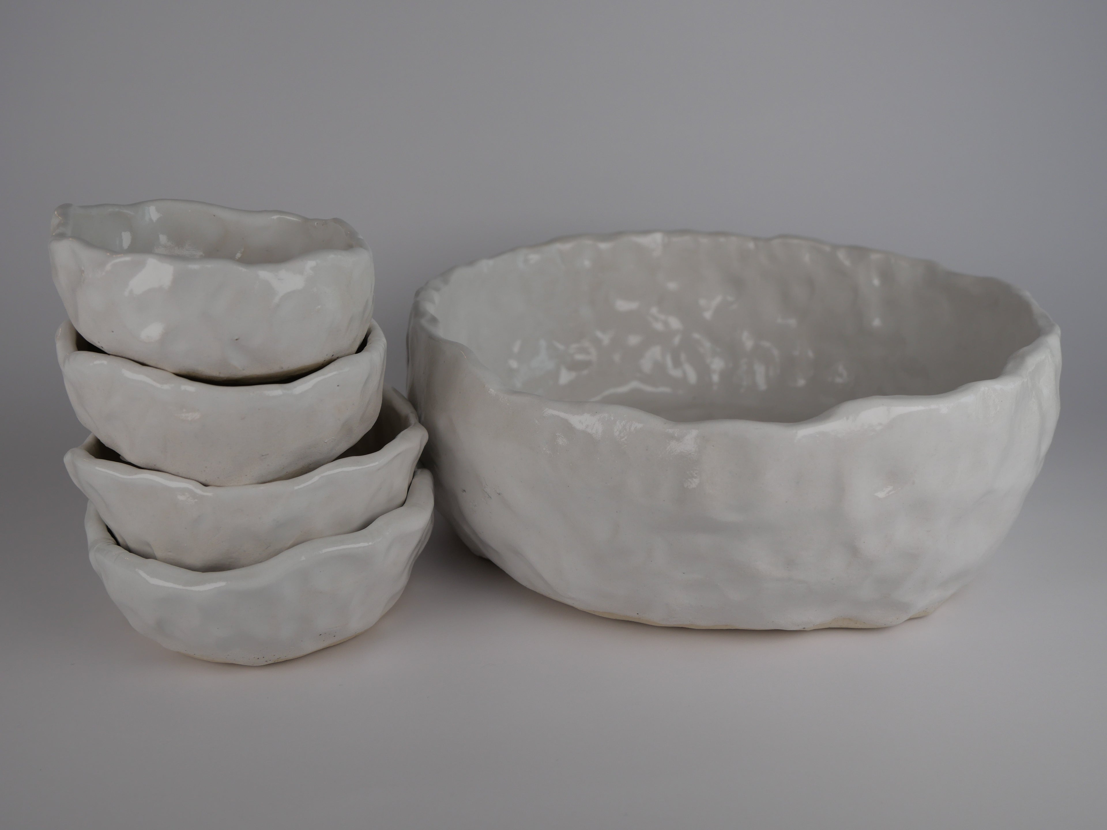White Dimple Bowl Set