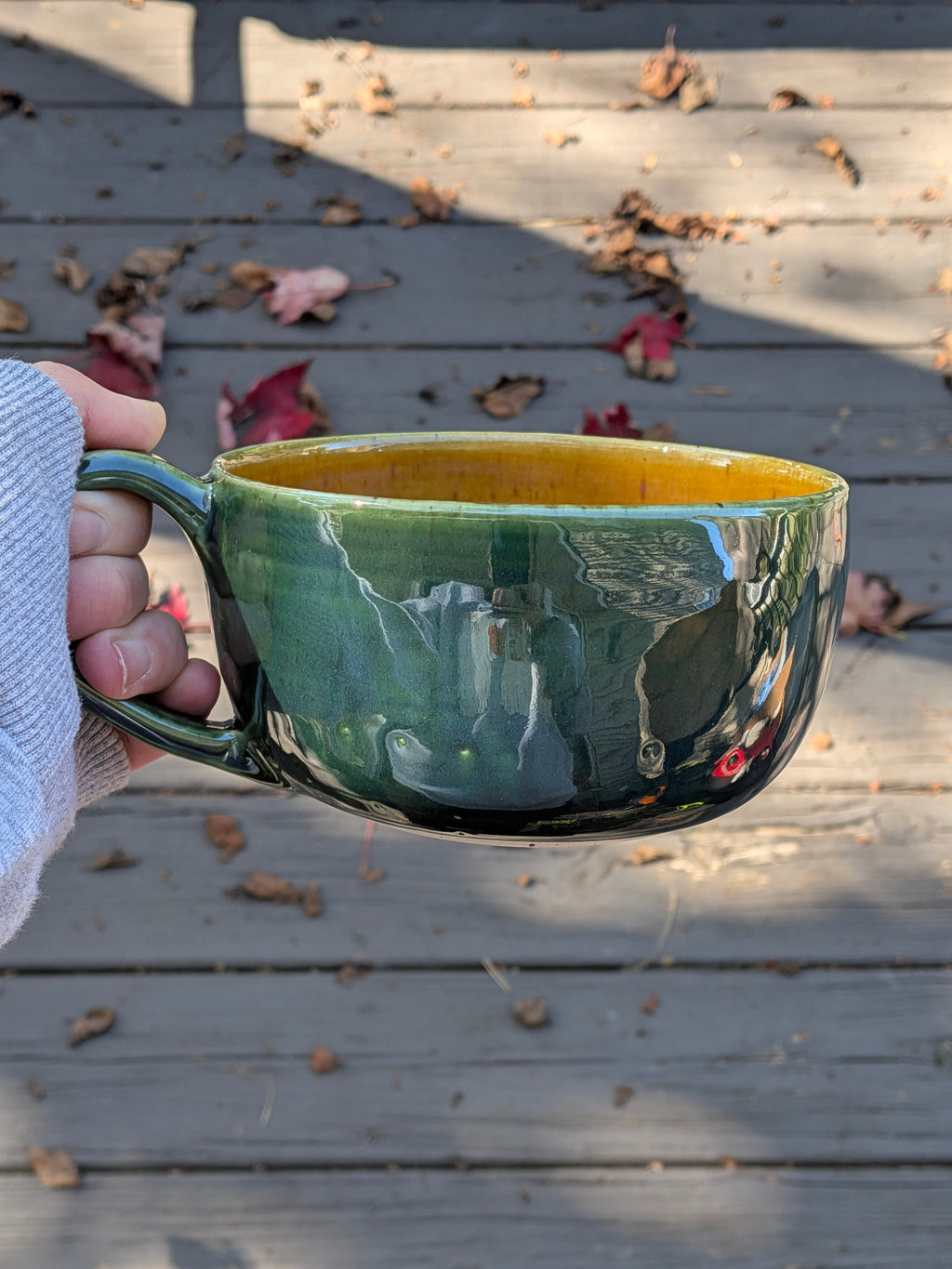 Green and Amber Soup Mug
